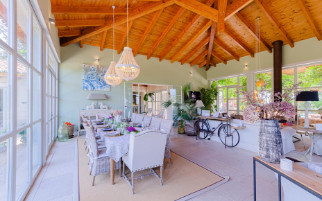 The indoor dining area is gorgeous